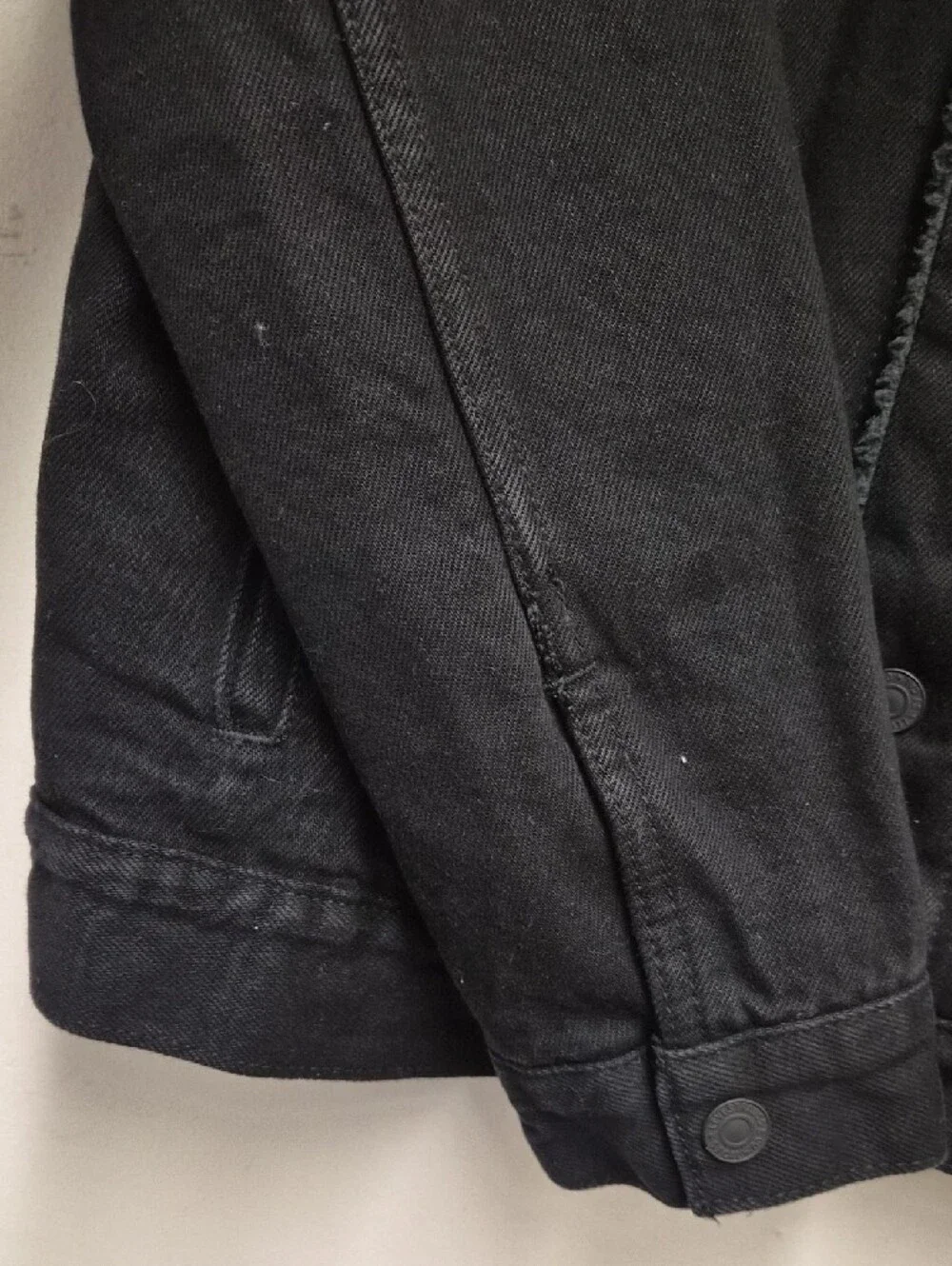 Levi's Black Denim Sherpa Collar Jacket Size M